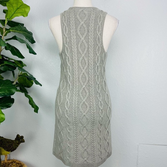 MAGASCHONI 100% Wool Grey Cable Knit Sleeveless Mini Fitted Dress - Picture 2 of 4